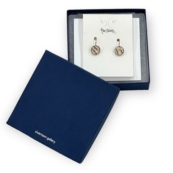 Tessoro Sterling Silver Handcrafted Birch Bark Earrings NWT - Picture 2 of 9